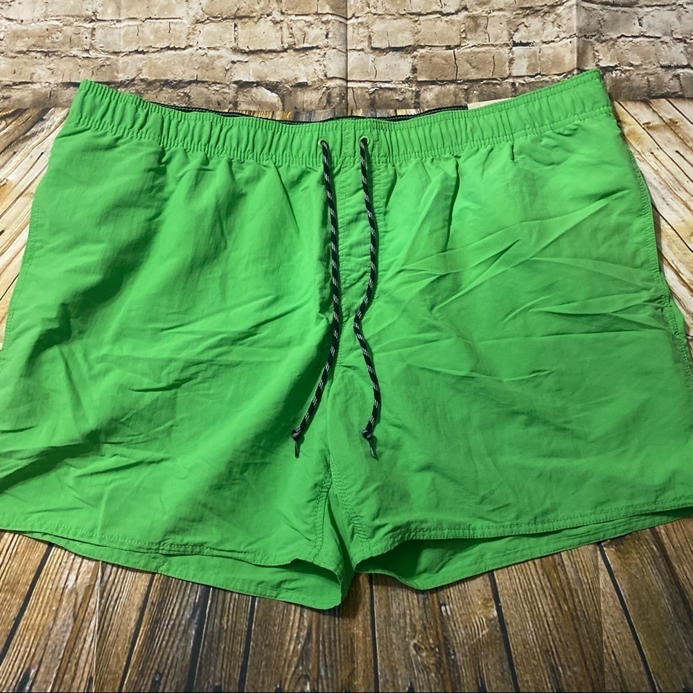 NWT St Johns Bay Green Blue Mesh Brief 7” Inseam Swim Trunks Shorts